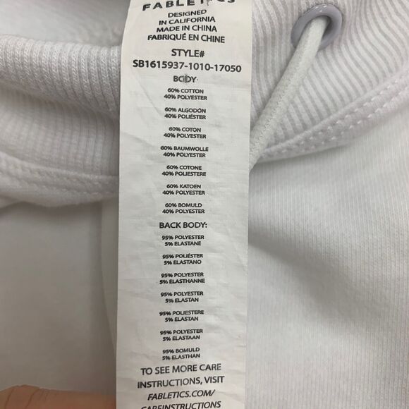 Fabletics Hoodie Womens L Large White Mesh Panel Terry Sudadera Sirena Pullover - Picture 9 of 15